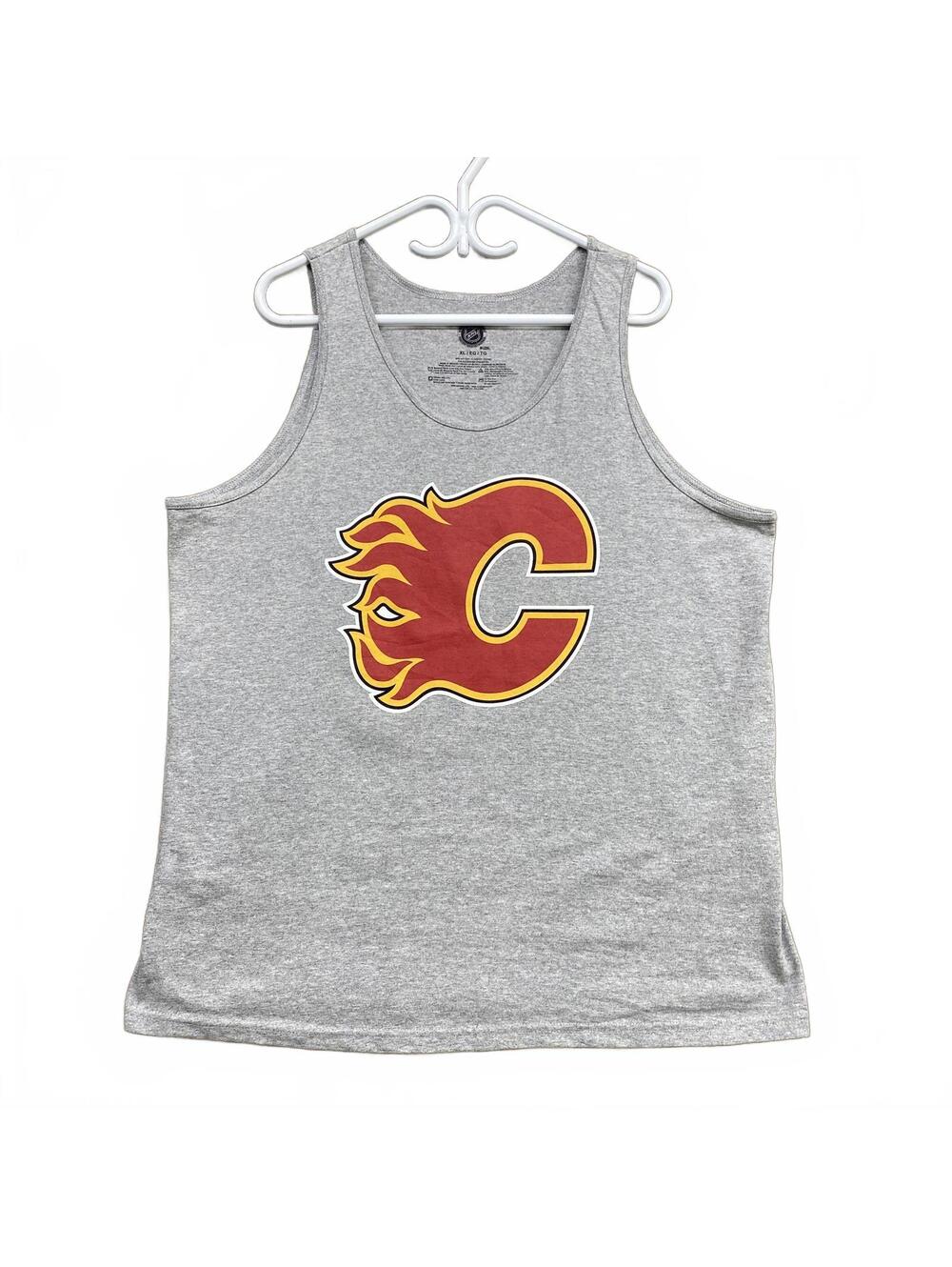 Calgary Flames NHL Grey Tank Top XL Official Licensed Logo Sleeveless Shirt